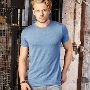 Denim blauwe heren t-shirt met ronde hals