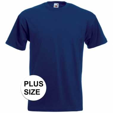 Grote maten basis heren t-shirt donkerblauw met ronde hals