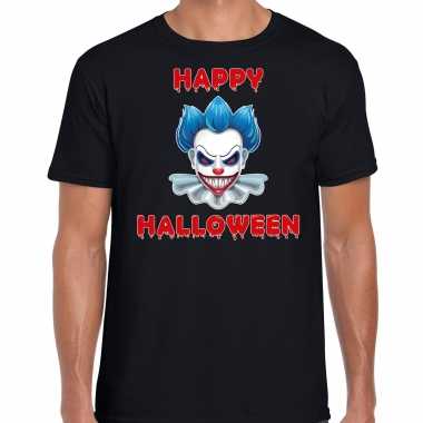 Halloween clown blauw horror shirt zwart voor heren