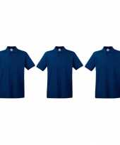 3 pack maat l premium polo t shirts poloshirts donkerblauw navy van katoen voor heren