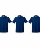 3 pack maat s premium polo t shirts poloshirts donkerblauw navy van katoen voor heren