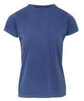 Blauwe dames t shirts met ronde hals