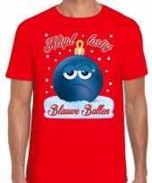 Fout kerstborrel t shirt kerstshirt blauwe ballen rood voor heren
