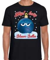 Fout kerstborrel t shirt kerstshirt blauwe ballen zwart voor heren