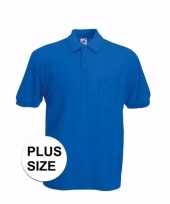 Grote maten bedrijfskleding kobaltblauw poloshirt katoenblend