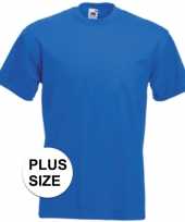 Set van 3x stuks grote maten basis heren t shirt kobalt blauw met ronde hals maat 3xl 46 58